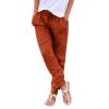 Hippie Pants Linen Pants for Women Casual Summer 3/4 Pants for Women Casual Capris for Women Summer Crinkle Pants Red Pants Women,Orange,XX-Large view 1