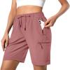 Hugut Women's Lightweight Hiking Cargo Shorts Quick Dry Athletic Shorts Camping Travel Golf Zipper Pockets Water Resistant Dusty Pink view 1