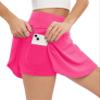 Oyamiki Womens High Waisted Skirts Summer Casual Hot Pink Skirt Golf Skort Stretchy Athletic Skorts Tennis Outfit with Pockets M view 2