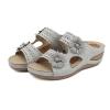 Women Summer Flowers Casual Open Toe Wedges Massage Soft Bottom Slippers Breathable Slip On Shoes Sandals Women's Slide Sandals Cork (5-Grey, 9) view 1
