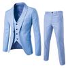 MenS Slim Fit Suit Tuxedo Set One Button 3-Piece Blazer Dress Business Wedding Party Jacket Vest & Pant (XXL-cm,Light Blue 2) view 1