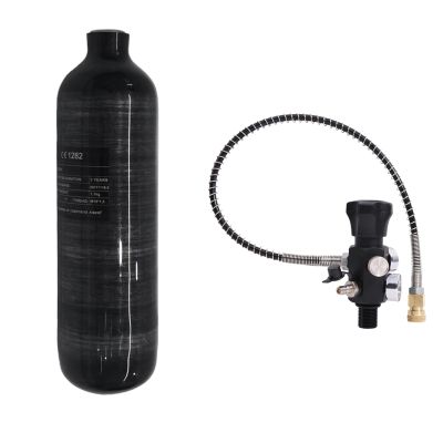 TUXING 1.1L 4500psi Carbon Fiber Air TankEmpty Bottle Paintball Filling Station with Two Pressure Gauges Up to with 24 Inch High Pressure Hose M18*1.5