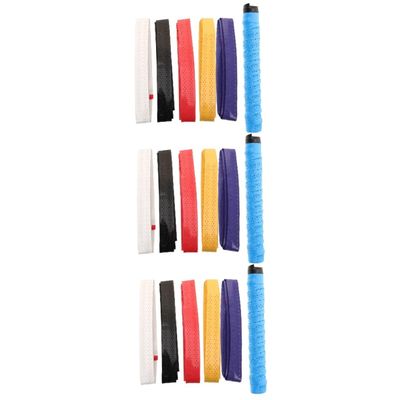 BESPORTBLE 18pcs Non- Tennis Racket Overgrip and Badminton Grip Tape Thickening Sweat Absorbent and Design for Enhanced Batting Strength Black Yellow