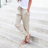 Palazzo Pants for Women Plus Size Pants for Women Teacher Outfits for Women Plus Size Linen Sets for Women White Trousers Women White Linen Women,Khaki,3X-Large view 3