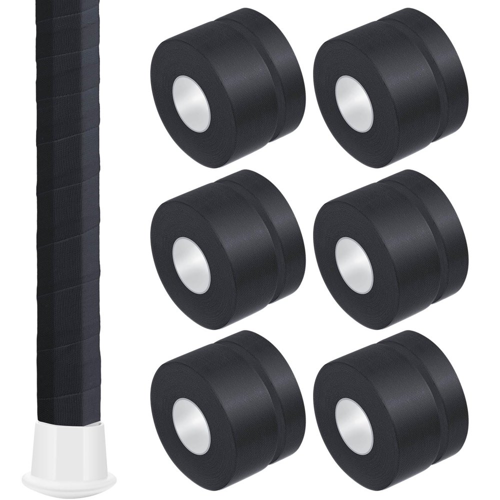Gemscream 12 Pcs 30 ft Lacrosse Stick Tape 1 Inch 1/2 Inch Non-precut Cotton Sweat Absorbent Bat Grip Tape for Lacrosse Baseball Bats (Black)