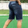 JEsilunmaMY Men's Raw Hem Ripped Denim Shorts Mid Rise Washed Distressed Jean Shorts Slim Fit Knee Length Denim Short Pants (Blue,Medium) view 4
