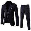 MenS Slim Fit Suit Tuxedo Set One Button 3-Piece Blazer Dress Business Wedding Party Jacket Vest & Pant (XXL-cm,Black 2) view 1