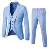 MenS Slim Fit Suit Tuxedo Set One Button 3-Piece Blazer Dress Business Wedding Party Jacket Vest & Pant (XL-cm,Light Blue 2)