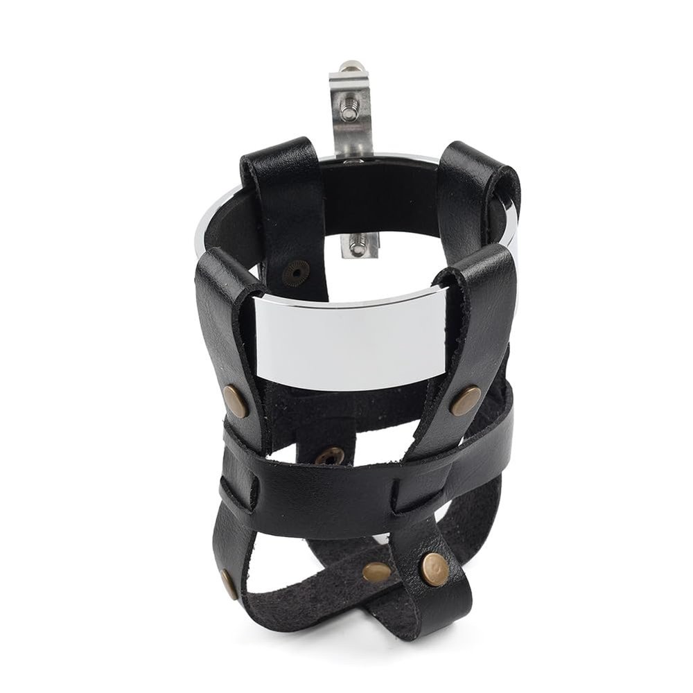 GZYF Motorcycle 19mm-33mm Handlebar Cup Holder Drink Hanging Bottle Mount for HONDA for Yamaha for Suzuki for Harley for Kawasaki Pu Leather Black
