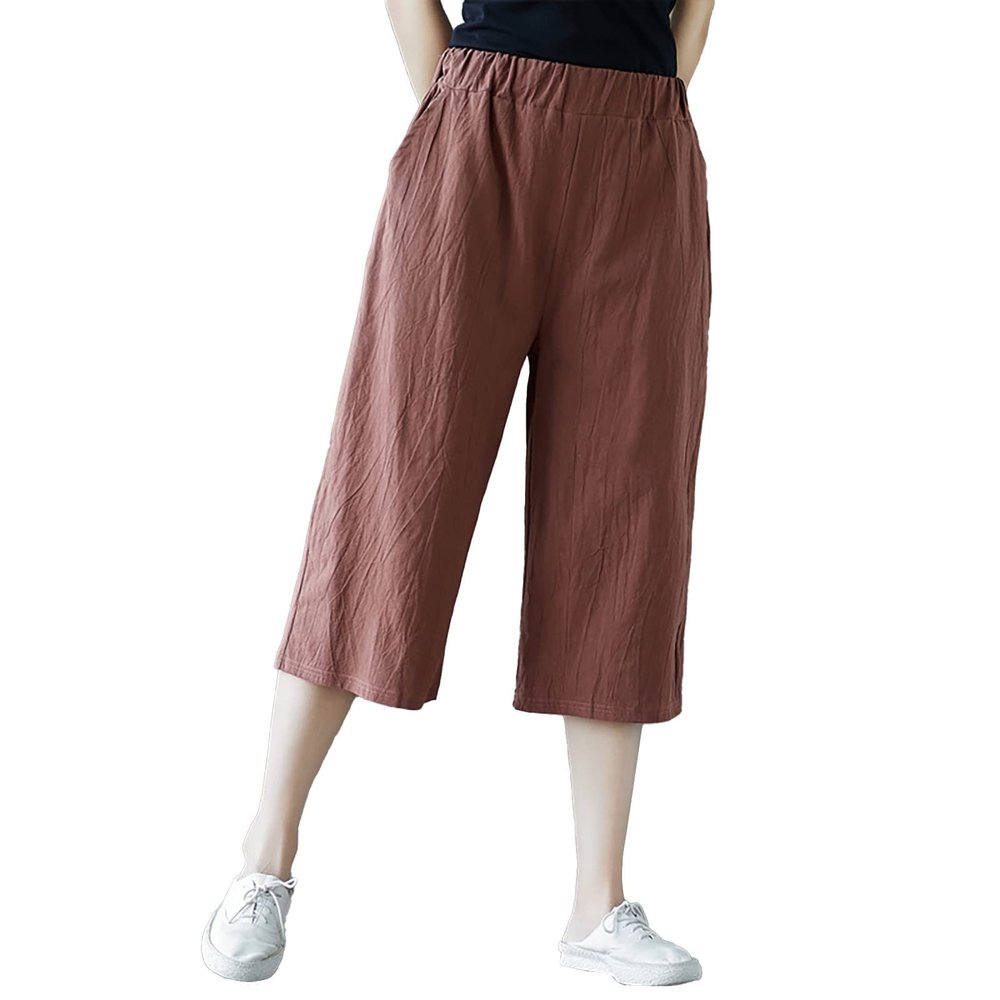 Linen Pants Women Summer Linen Pants for Women High Waist Summer Leggings for Women Yoga Pants Women Women Clothing Summer Fall Work Clothes for Women 2024,Coffee,X-Large