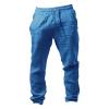 Linen Pants Men Big Tall Casual Cotton Yoga Pants with Pockets Drawstring Elastic Waist Straight-Leg Lightweight Trousers Loose Summer Beach Pants Sweatpants (E1-Dark Blue,Medium) view 3