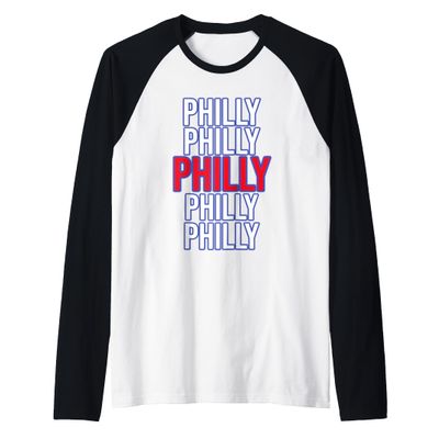 The Real Philly repeating Text Raglan Baseball Tee