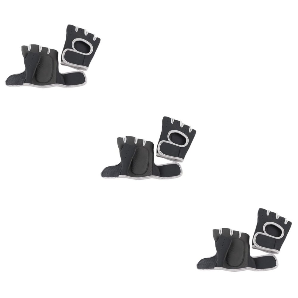 BESPORTBLE 3pairs Mens Workout Gloves Grey Half Finger Gloves Enhanced Grip Sports for Fitness Gym Barbell Weightlifting