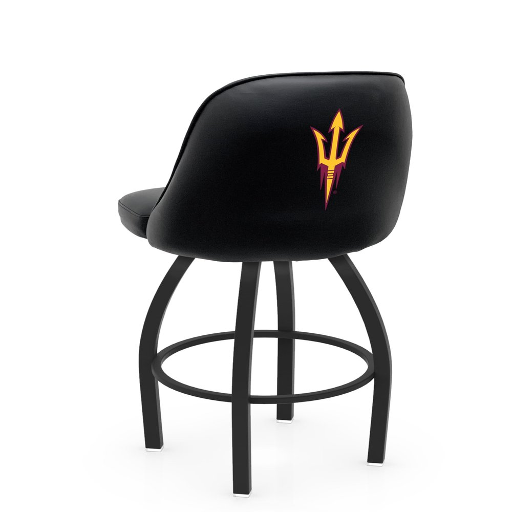 L048 Logo Grizzly Arizona State Swivel Bar Stool with Pitchfork Logo