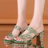 Women's Crystal Sandals Bohe Slide Pump Sandals Chunky Heel Fashion Sexy Sandals Party Wedding Sandals For Women view 2