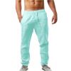 NineFit Basics Linen Pants Men Big Tall Casual Cotton Yoga Pants with Pockets Drawstring Elastic Waist Straight-Leg Lightweight Trousers Loose Summer Beach Pants Sweatpants (E1-Mint Green,Medium) view 1
