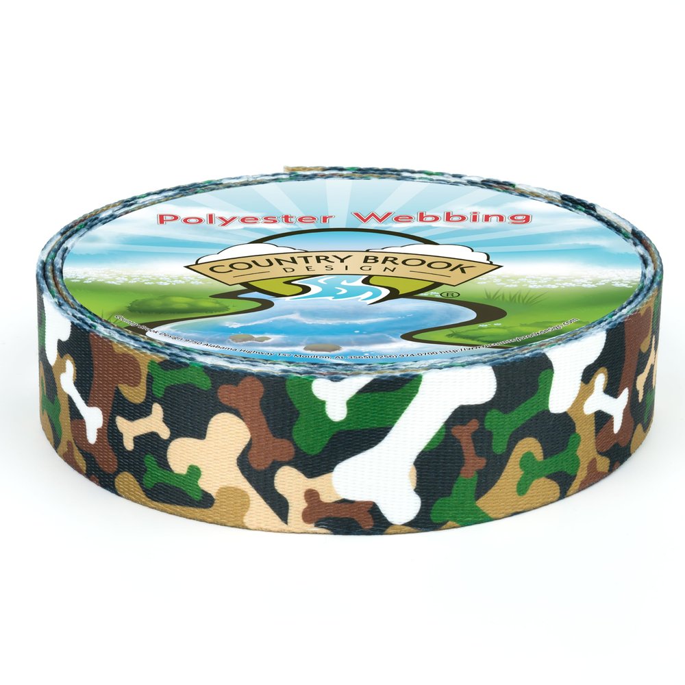 Country Brook Design - Woodland Bone Camo Polyester Webbing (1 1/2 Inch, 10 Yards)