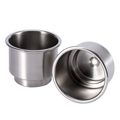 2Pcs Stainless Steel Cup Drink Holder with Drain, Two Stages Cup and Bottles Holder for Marine Boat RV Camper