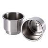 2Pcs Stainless Steel Cup Drink Holder with Drain, Two Stages Cup and Bottles Holder for Marine Boat RV Camper view 1