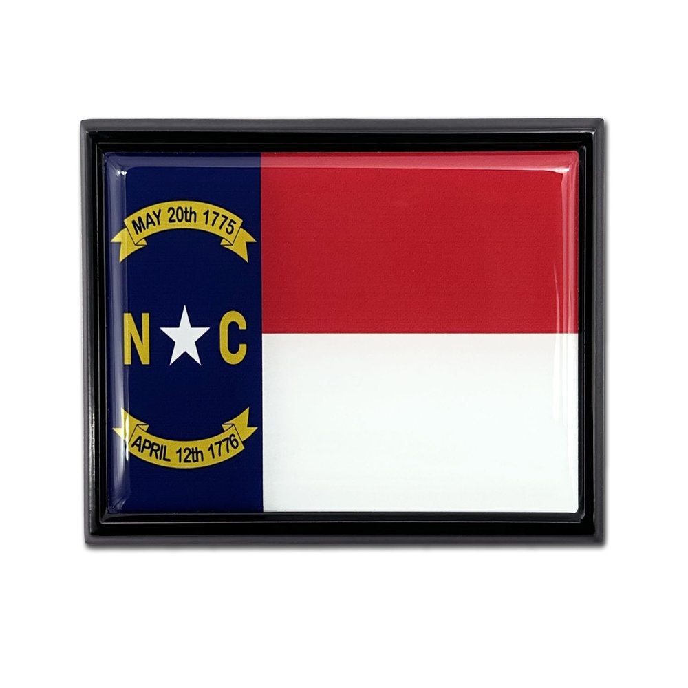 Elektroplate Premium North Carolina NC State Flag All Metal Black Frame Chrome Emblem for Cars, Trucks, and All Auto | Universal Fit at 2.5" x 3.8" | Weatherproof