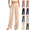Wide Leg Yoga Pants Women Cross Over High Waisted Lounge Pants Casual Athletic Pant Workout Sweatpants Wide Leg Lounge Pants with Pockets Cozy Baggy Pants Womens Casual Pants view 1