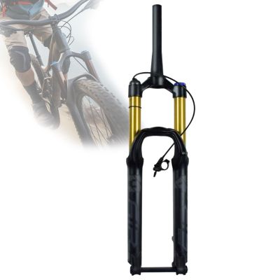 ZECHAO Thru Axle 15mm Air Supension Front Fork,27.5/29" Disc Brake Aluminum Alloy 140mm Travel with Graduated Ruler Mountain Bike Forks (Color : Straight Remote Lock, Size : 29inch)
