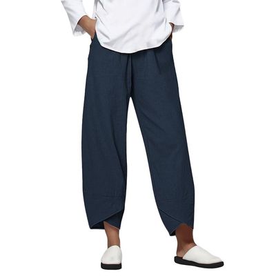 Generic Linen Pants Women Summer Linen Capri Pants for Women Women's Summer Pants Womens White Pants Casual Green Pants for Women Super Wide Leg Pants,B-Navy,4X-Large