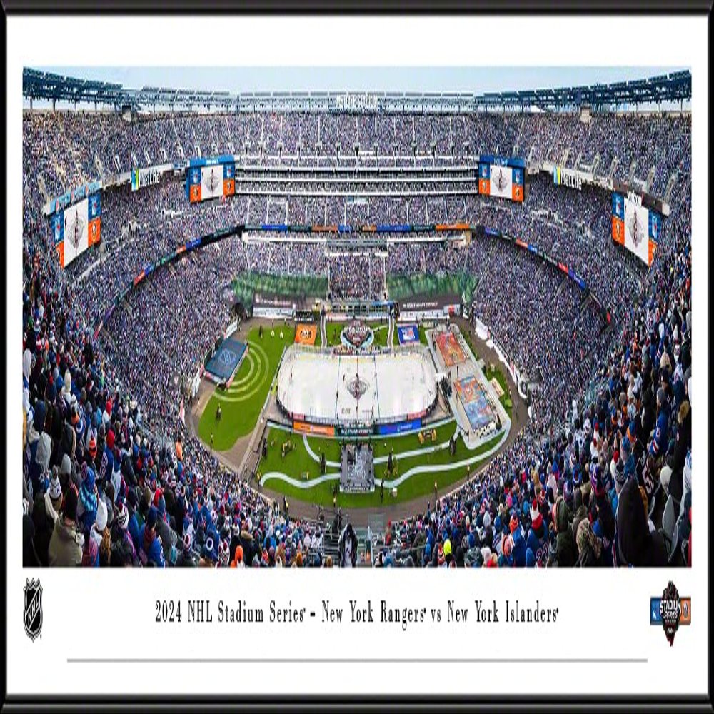 2024 NHL Stadium Series, New York Islanders vs New York Rangers - 40.25x13.75-inch Standard Framed Print by Blakeway Panoramas