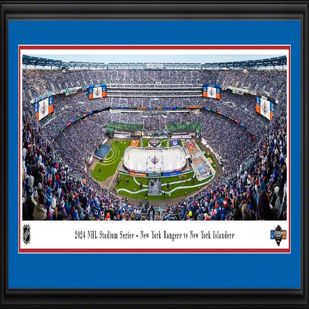 2024 NHL Stadium Series, New York Islanders vs New York Rangers - 44x18-inch Double Mat, Deluxe Framed Picture by Blakeway Panoramas