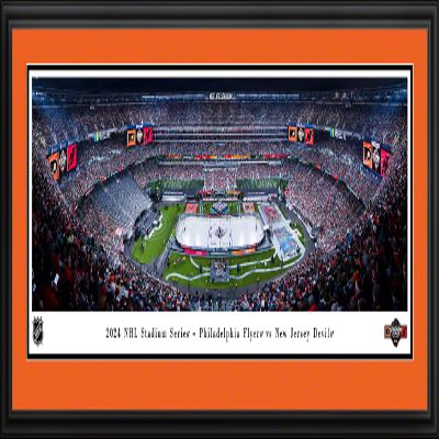 2024 NHL Stadium Series, Philadelphia Flyers vs New Jersey Devils - 44x18-inch Double Mat, Deluxe Framed Picture by Blakeway Panoramas