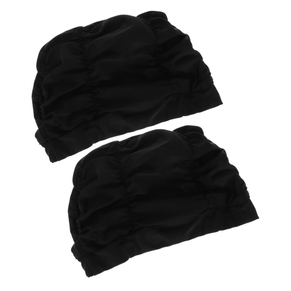 Anneome Women's Swim Cap Long Hair Pleated Design Ear Protector Quick Dry for Pool