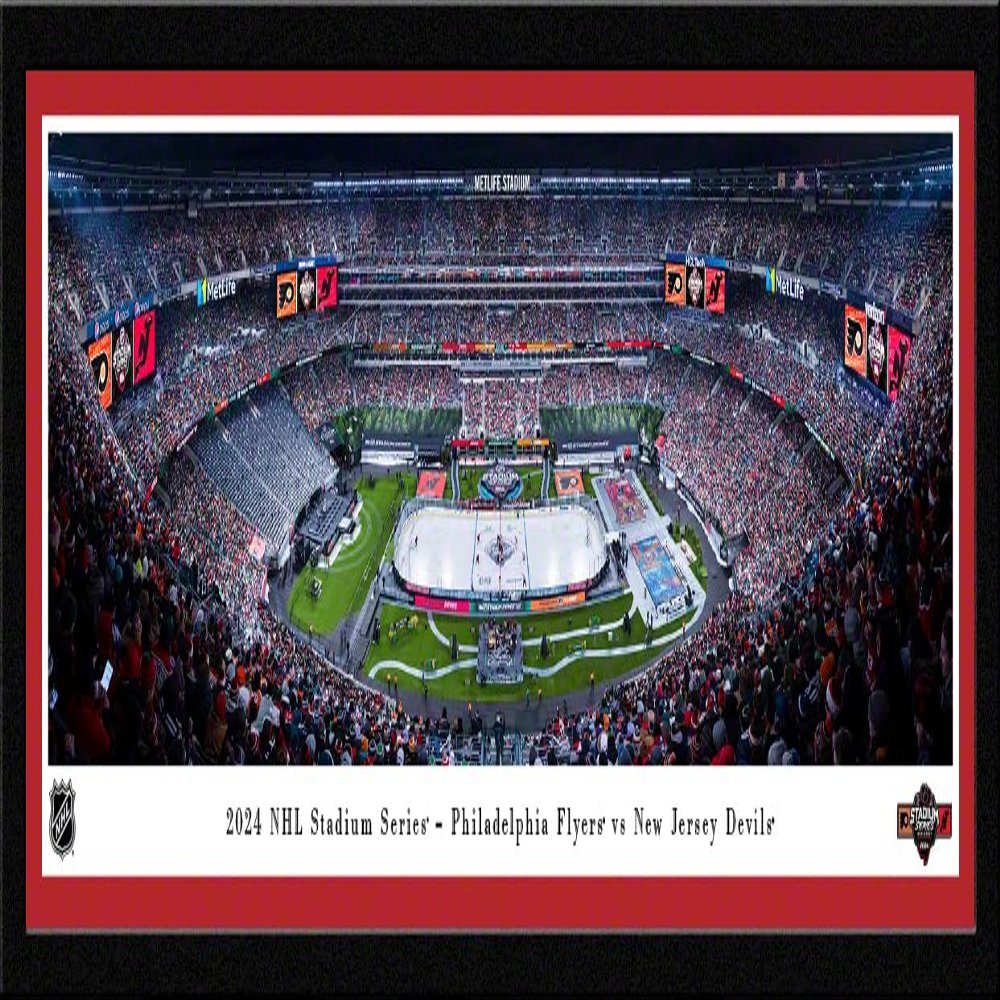 2024 NHL Stadium Series, Philadelphia Flyers vs New Jersey Devils - 41.5x15-inch Single Mat, Select Framed Picture by Blakeway Panoramas