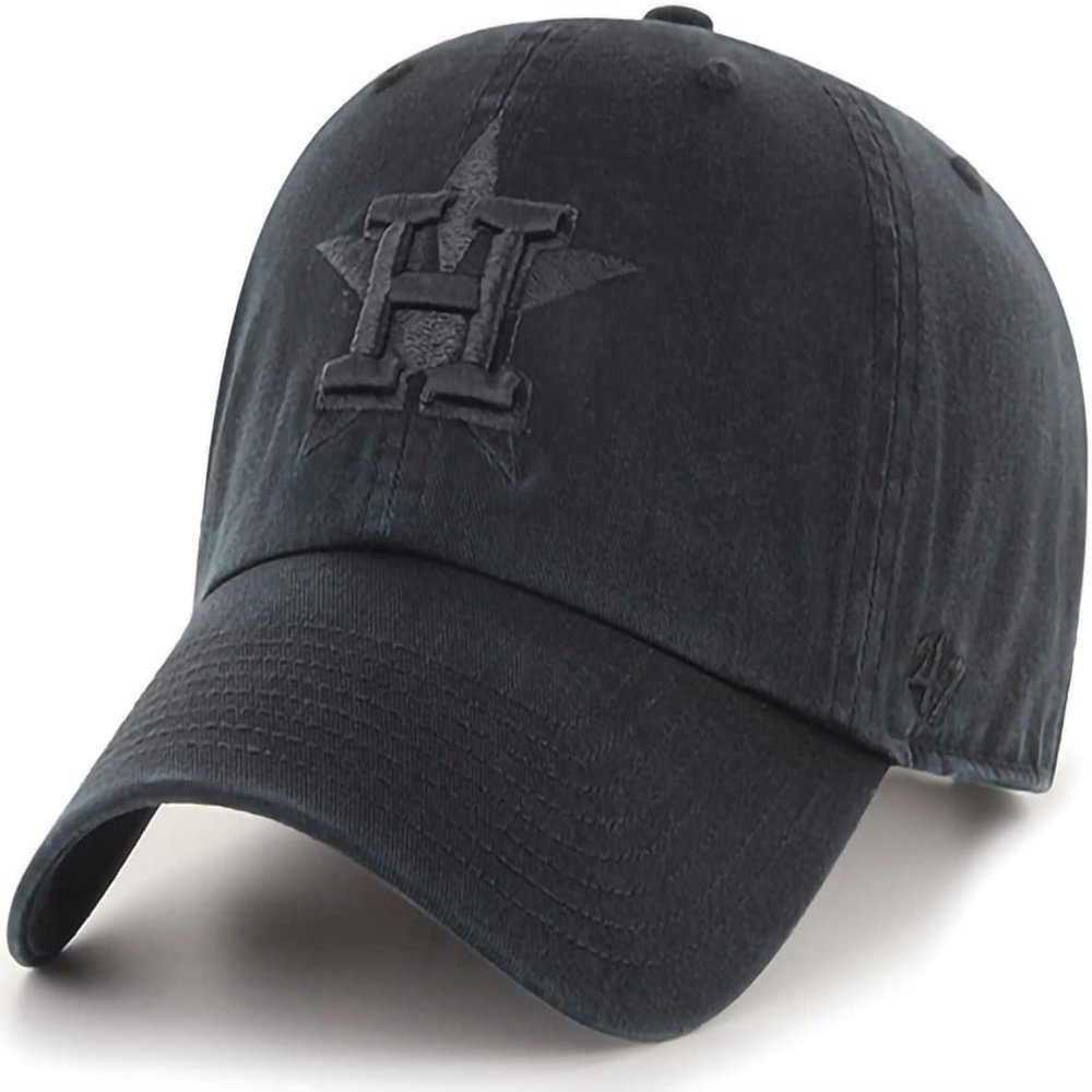47 MLB Unisex-Adult Black/Black Clean Up Adjustable Hat Cap - One Size (US, Alpha, One Size, Houston Astros)