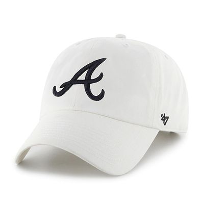 47 MLB Unisex-Adult White/Team Color Clean Up Adjustable Hat Cap - One Size (US, Alpha, One Size, Atlanta Braves White/Navy)