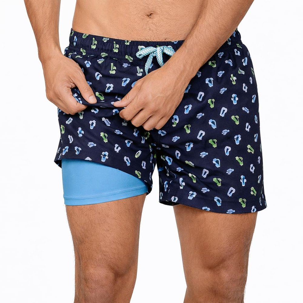 INGEAR Men's Swim Trunks with Compression Liner - 7 Inch Mens Swim Shorts for Swimming, Sports, and Outdoor Activities - Athletic Swimwear Bathing Suit Board Shorts (XX-Large, Ombre Delight)