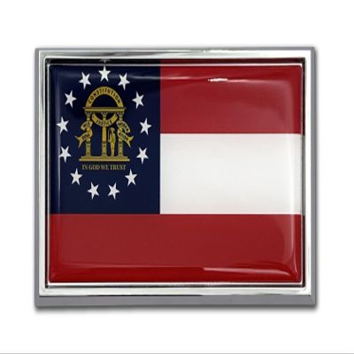 Elektroplate Premium Georgia GA State Flag All Metal Chrome Emblem for Cars, Trucks, and All Auto | Universal Fit at 2.5" x 3.8" | Weatherproof