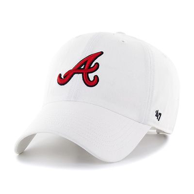 47 MLB Unisex-Adult White/Team Color Clean Up Adjustable Hat Cap - One Size (US, Alpha, One Size, Atlanta Braves White/Red)