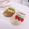 Baby Roll up traw Visor Hat Kid Toddler Wide Brim Cute Fruit Cartoon Summer Beach Sun Hat (White, 2-9 Years) view 4