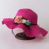 Beach Hats for Girls Foldable Wide Brim Sun traw Hat with Flowers Toddler Summer Floppy Hat  (Hot Pink, 2-6 Years) view 2