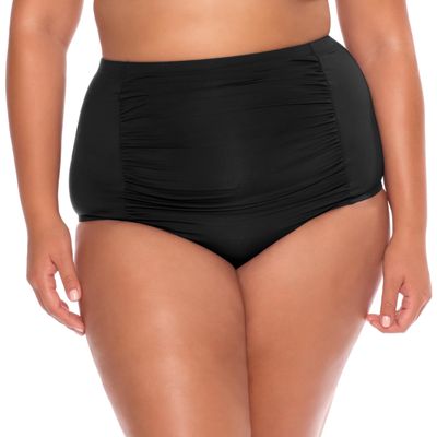 BECCA ETC. Color Code - Women's Plus Size Vintage Bikini Bottom, Cheeky Coverage, Swimwear Separates for Women, Black, 1X