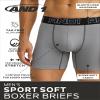 AND1 Mens Boxer Briefs - 6 Pack Sport Performance Compression Mens Boxers, No Fly Pouch - Moisture Wicking Underwear for Men, Size 3X-Large, Black/Navy Blue/Grey/Directoire Blue/Methyl Blue view 2