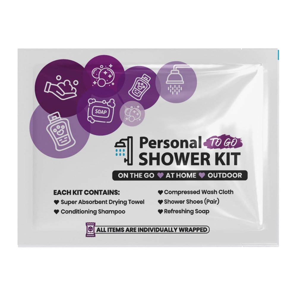 Compact Personal Shower Kit To-Go Your Hygiene Companion for Travel, Gym, Camping | Shower on the Go | Shampoo, Soap, Towel. All in One (1)