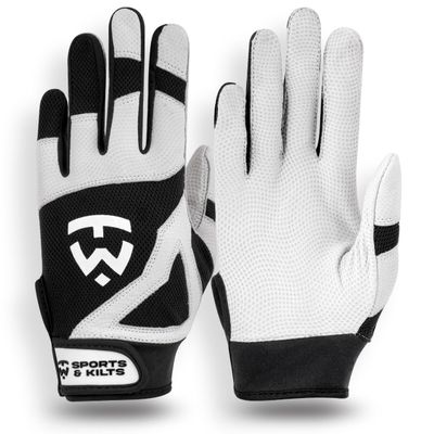 TW sports & kilts TW Baseball/Softball Batting Gloves for Youth. (White/Black, Large)