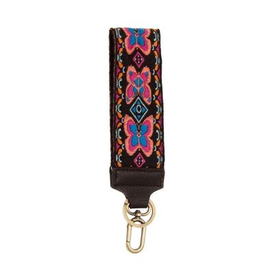 Joy Susan Women's Fashon Wristlet Purse Replacement Strap Easy Find Wristlet Keychain - 2 Inches Black Coral Butterfly Embroidered