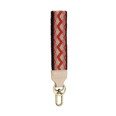 Joy Susan Women's Fashon Wristlet Purse Replacement Strap Easy Find Wristlet Keychain - 1.5 Inches Orange and Pink Chevron Embroidered