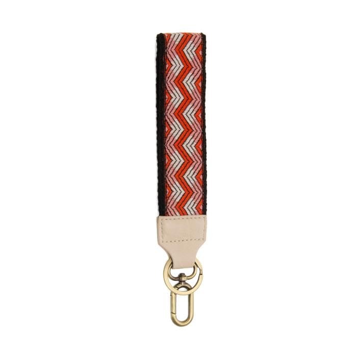 Joy Susan Women's Fashon Wristlet Purse Replacement Strap Easy Find Wristlet Keychain - 1.5 Inches Orange and Pink Chevron Embroidered