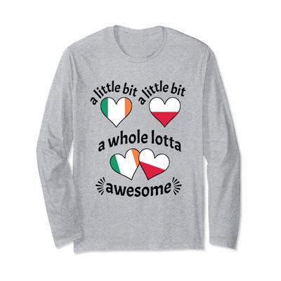 A Little Bit Irish Polish Ireland Poland Heart Flags Long Sleeve T-Shirt