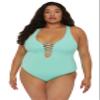 BECCA ETC. Color Code - Women's Plus Size One Piece Swimsuit, Plunge Neck, Bathing Suits for Women, New Cyan, 3X view 1