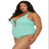 BECCA ETC. Color Code - Women's Plus Size One Piece Swimsuit, Plunge Neck, Bathing Suits for Women, New Cyan, 3X view 2