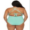 BECCA ETC. Color Code - Women's Plus Size One Piece Swimsuit, Plunge Neck, Bathing Suits for Women, New Cyan, 3X view 3